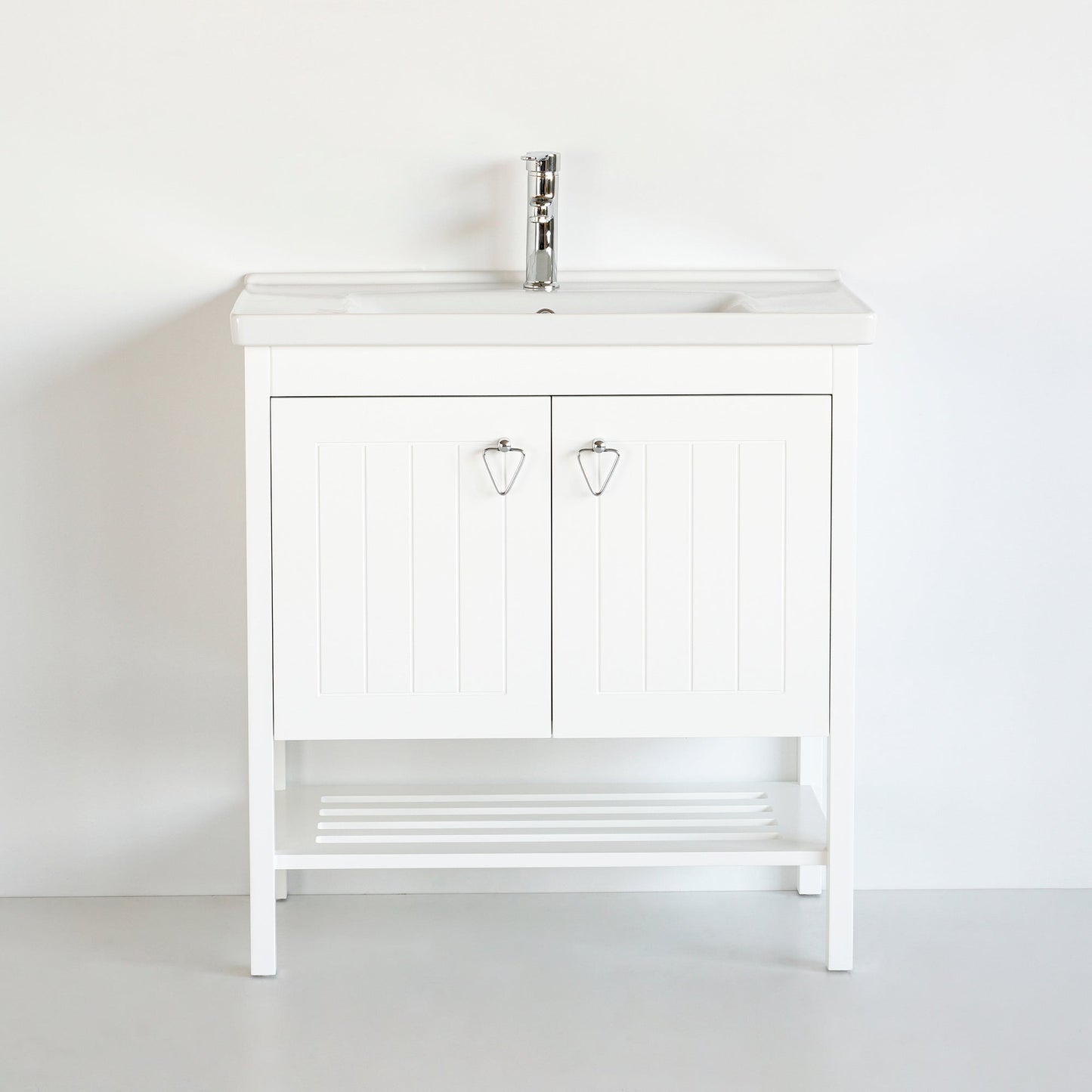 32 Inch White Polo Freestanding Single Sink Bathroom Vanity