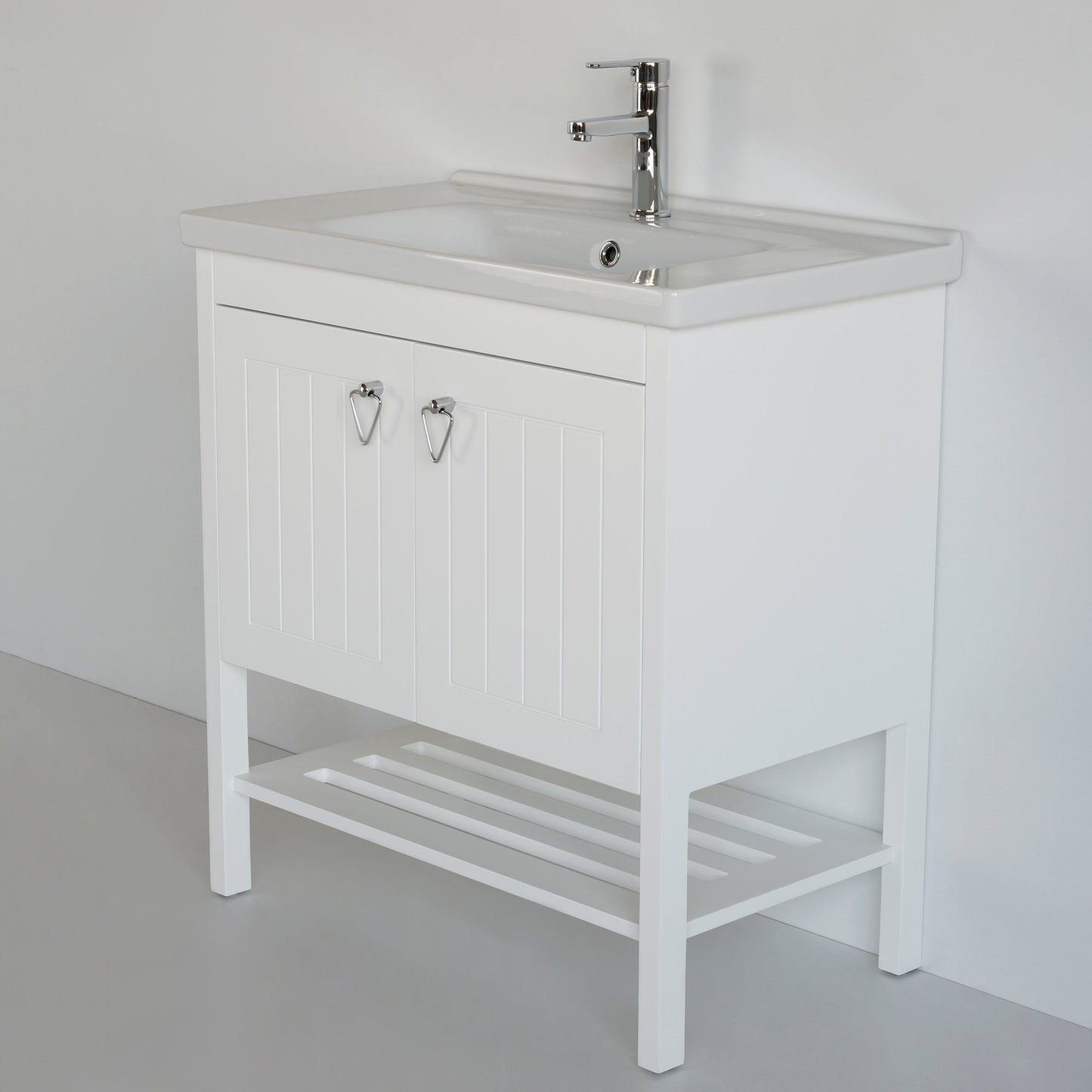 32 Inch White Polo Freestanding Single Sink Bathroom Vanity