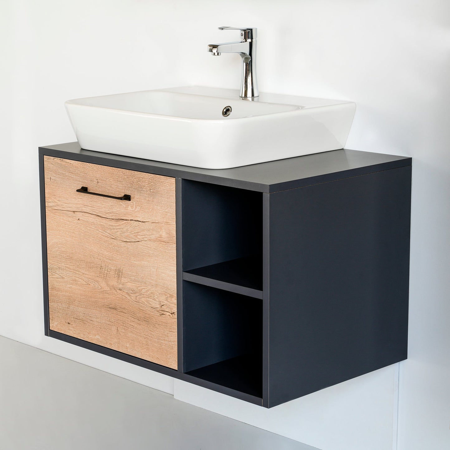 32 Inch Latte Floating Bathroom Vanity with Vessel Sink