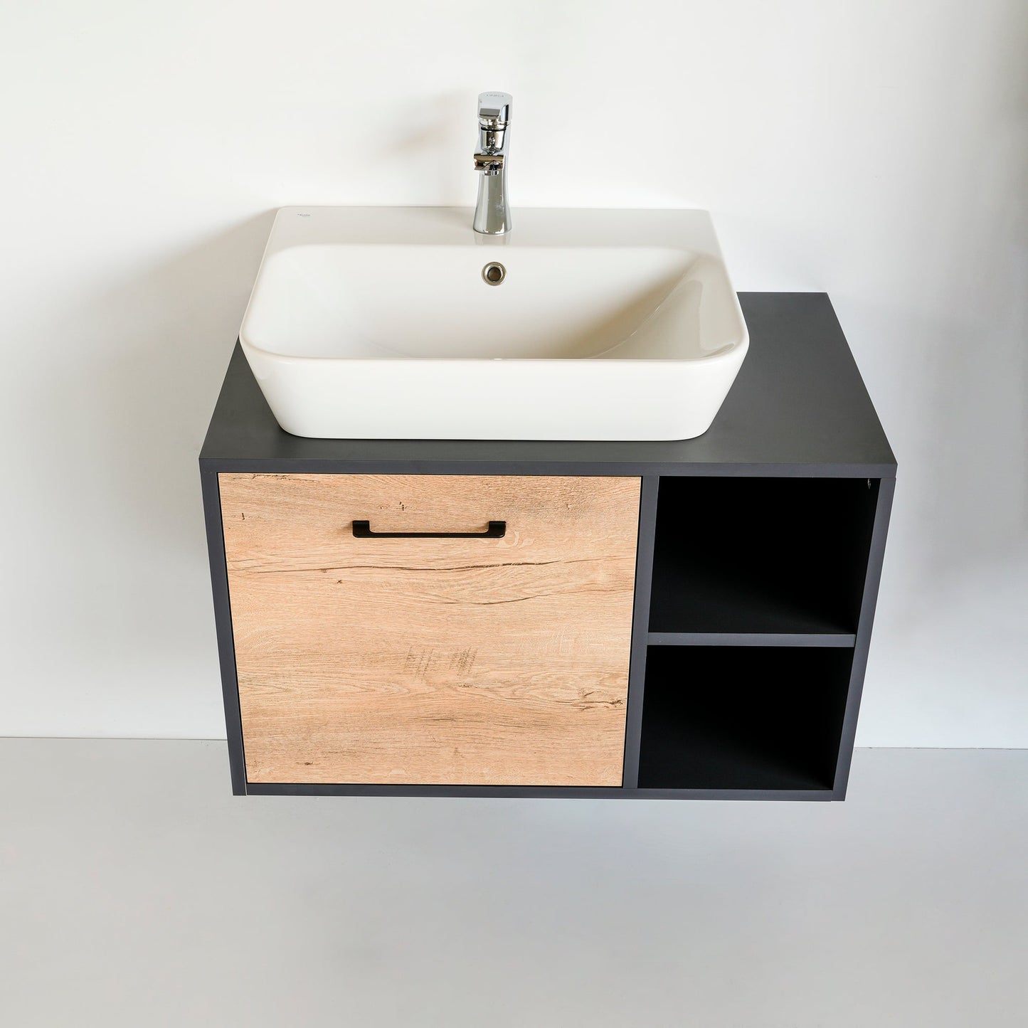 32 Inch Latte Floating Bathroom Vanity with Vessel Sink