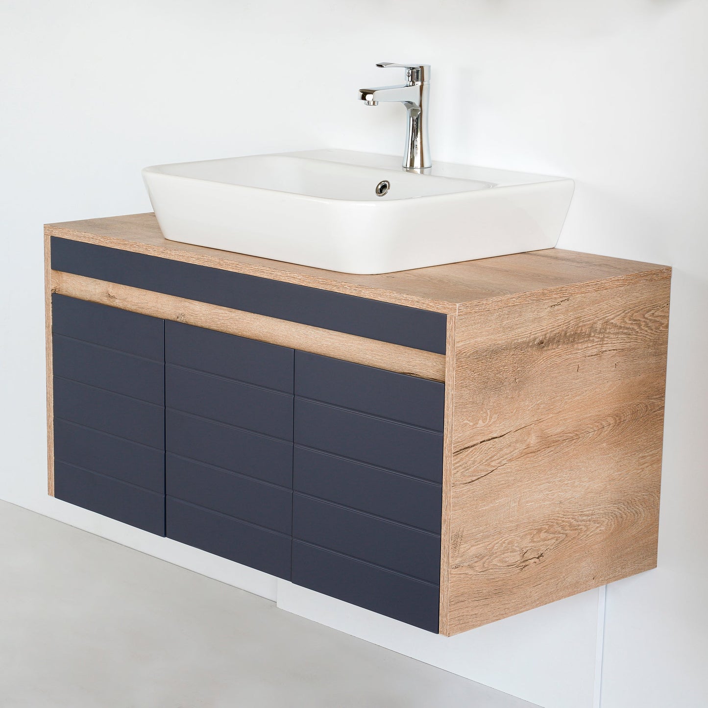 40 Inch Light Oak & Anthracite Hira Single Sink Bathroom Vanity