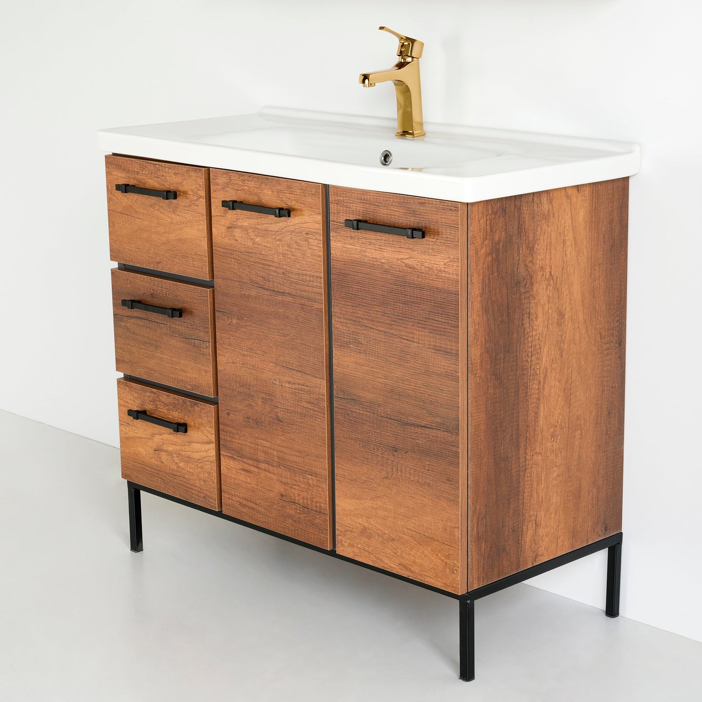 40 Inch Dark Oak Desert Single Sink Free Standing Bathroom Vanity