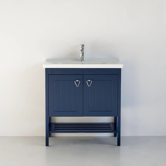 32 Inch Navy Blue Polo Freestanding Single Sink Bathroom Vanity