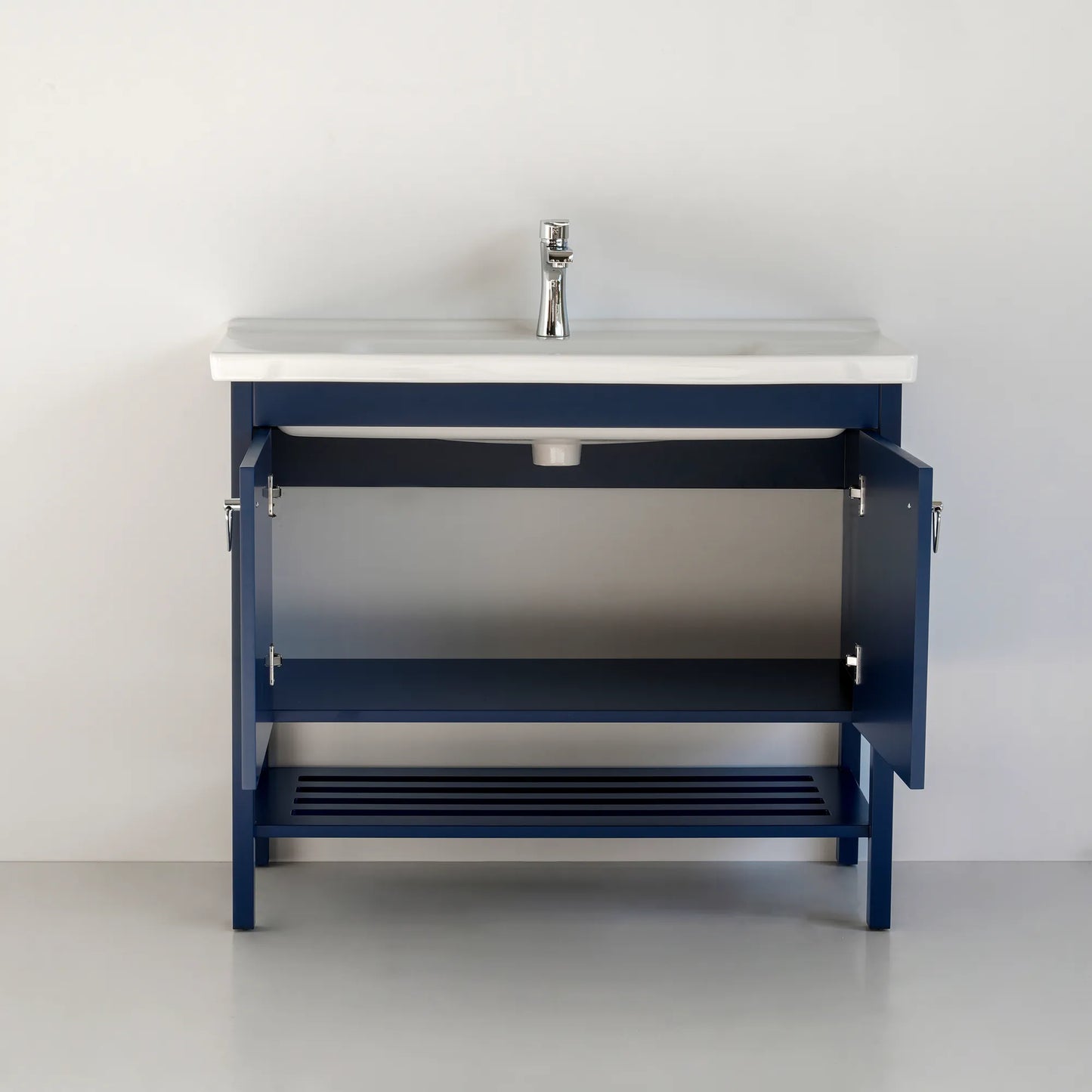 40 Inch Navy Blue Polo Freestanding Single Sink Bathroom Vanity