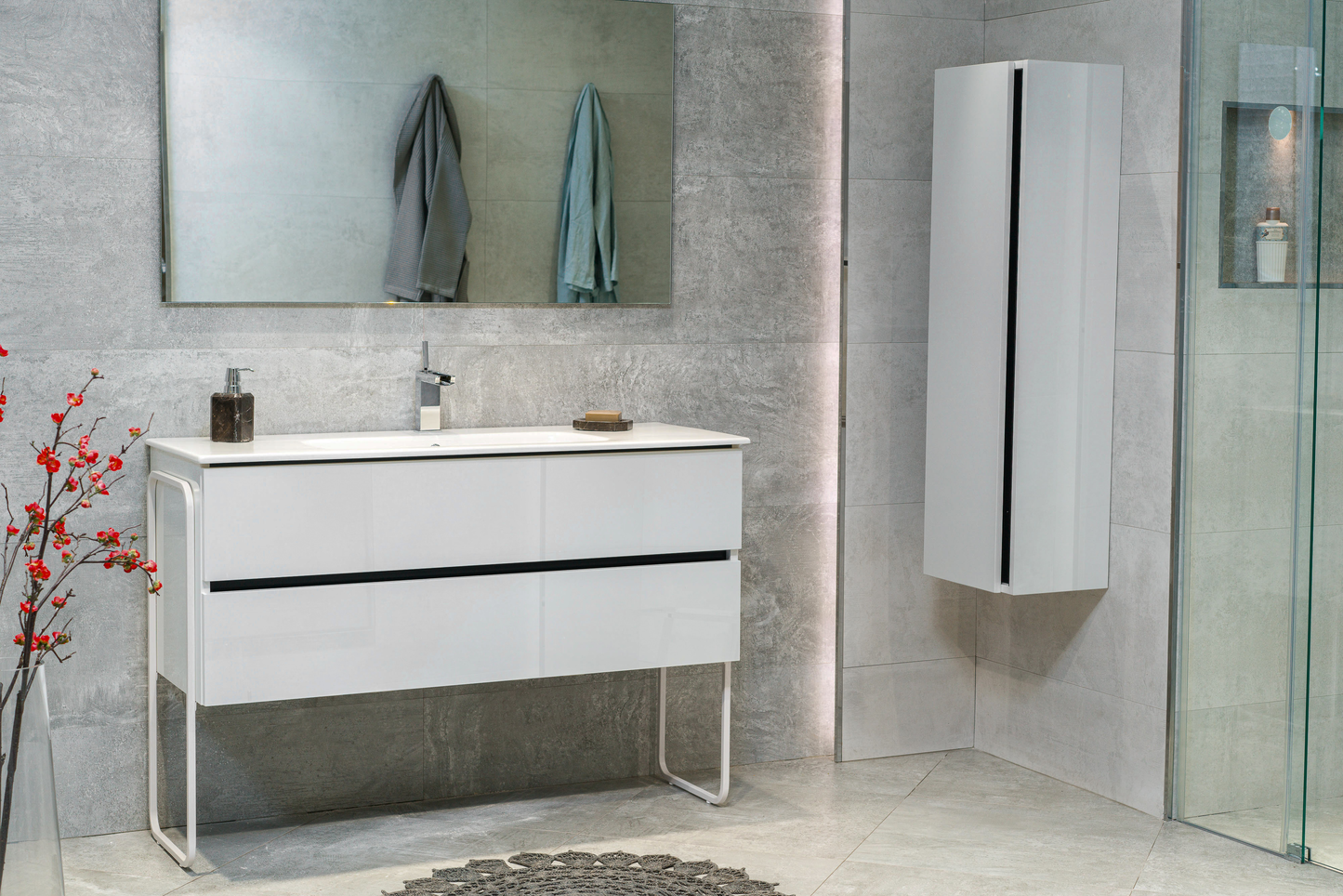 48 Inch High Gloss White Veneto Floating Bathroom Vanity