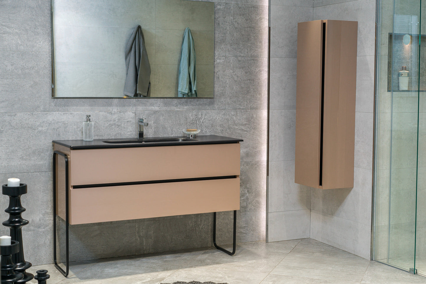 48 Inch High Gloss Capuccino Veneto Floating Bathroom Vanity