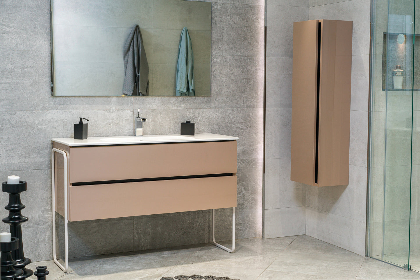 48 Inch High Gloss Capuccino Veneto Floating Bathroom Vanity