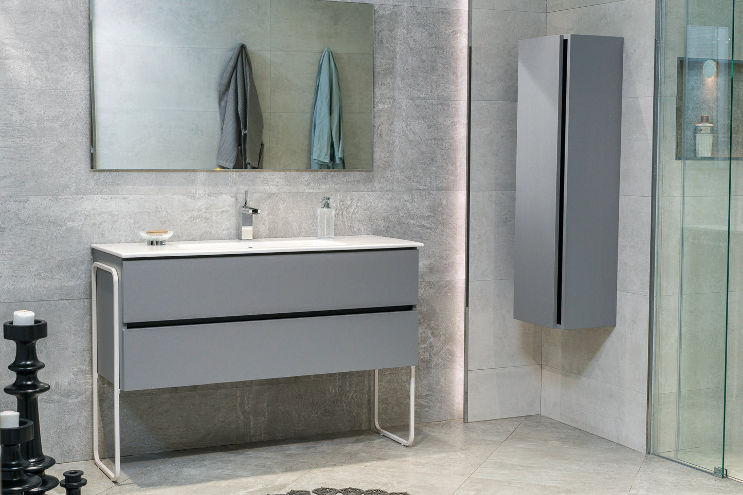 48 Inch Matte Dust Gray Veneto Floating Bathroom Vanity