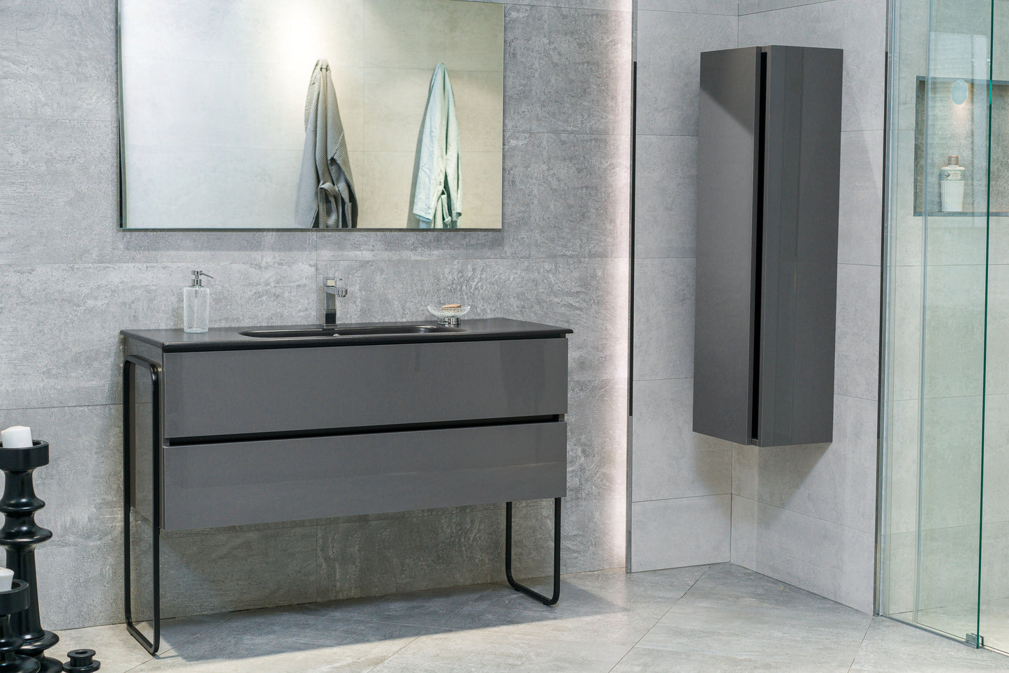 48 Inch High Gloss Anthracite Veneto Floating Bathroom Vanity