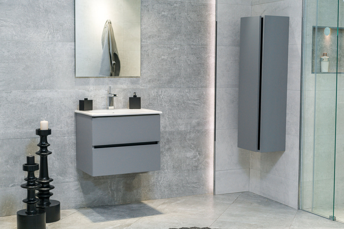 24 Inch Matte Dust Gray Veneto Floating Bathroom Vanity