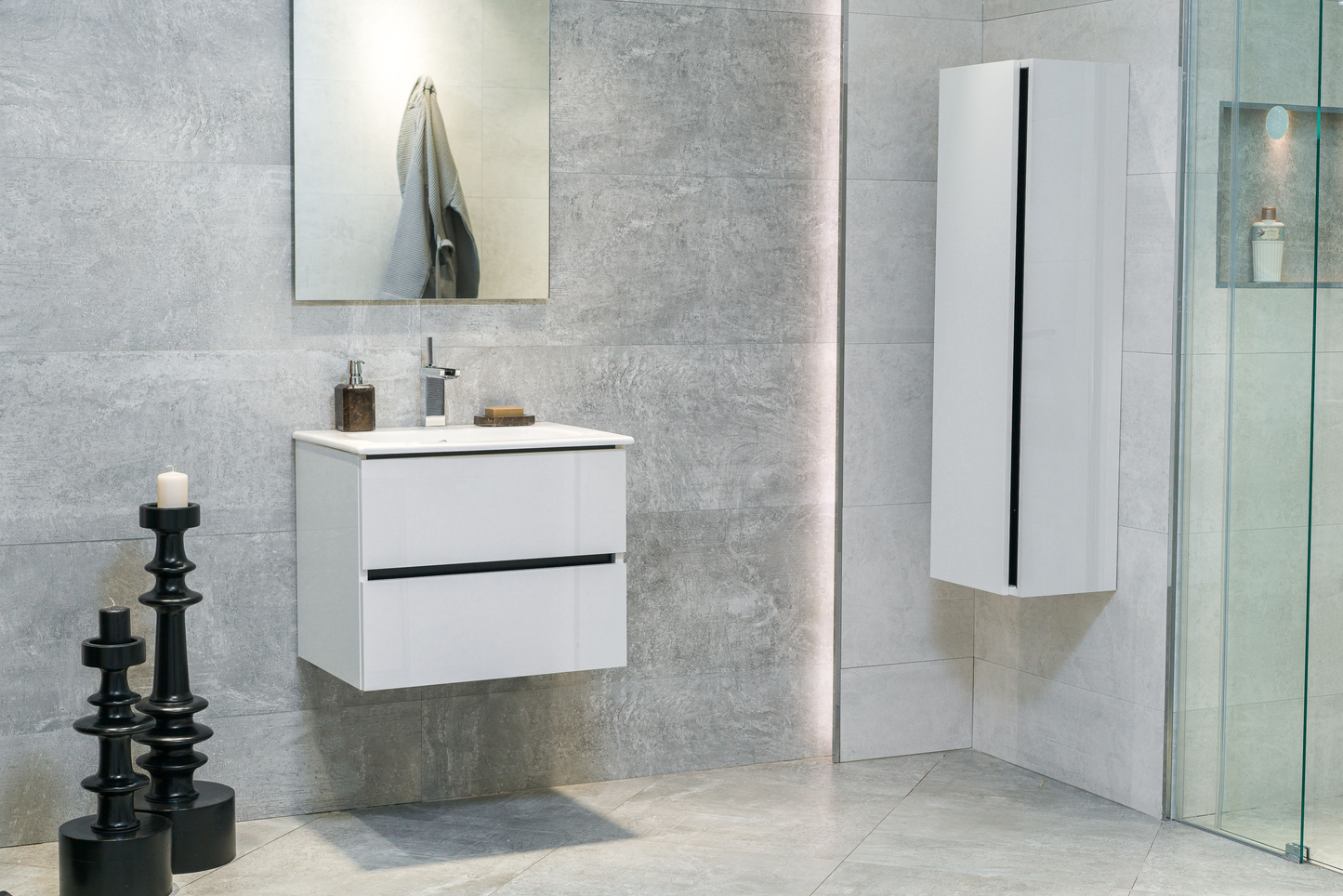 24 Inch High Gloss White Veneto Floating Bathroom Vanity