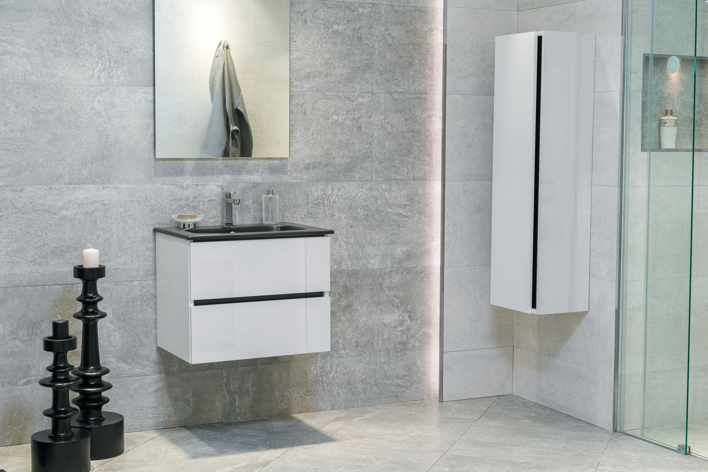 24 Inch High Gloss White Veneto Floating Bathroom Vanity