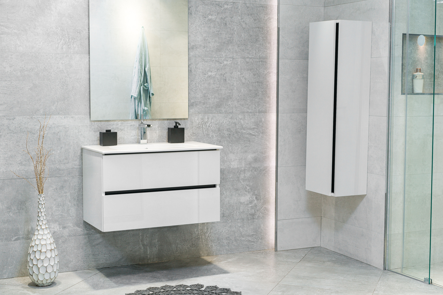 32 Inch High Gloss White Veneto Floating Bathroom Vanity