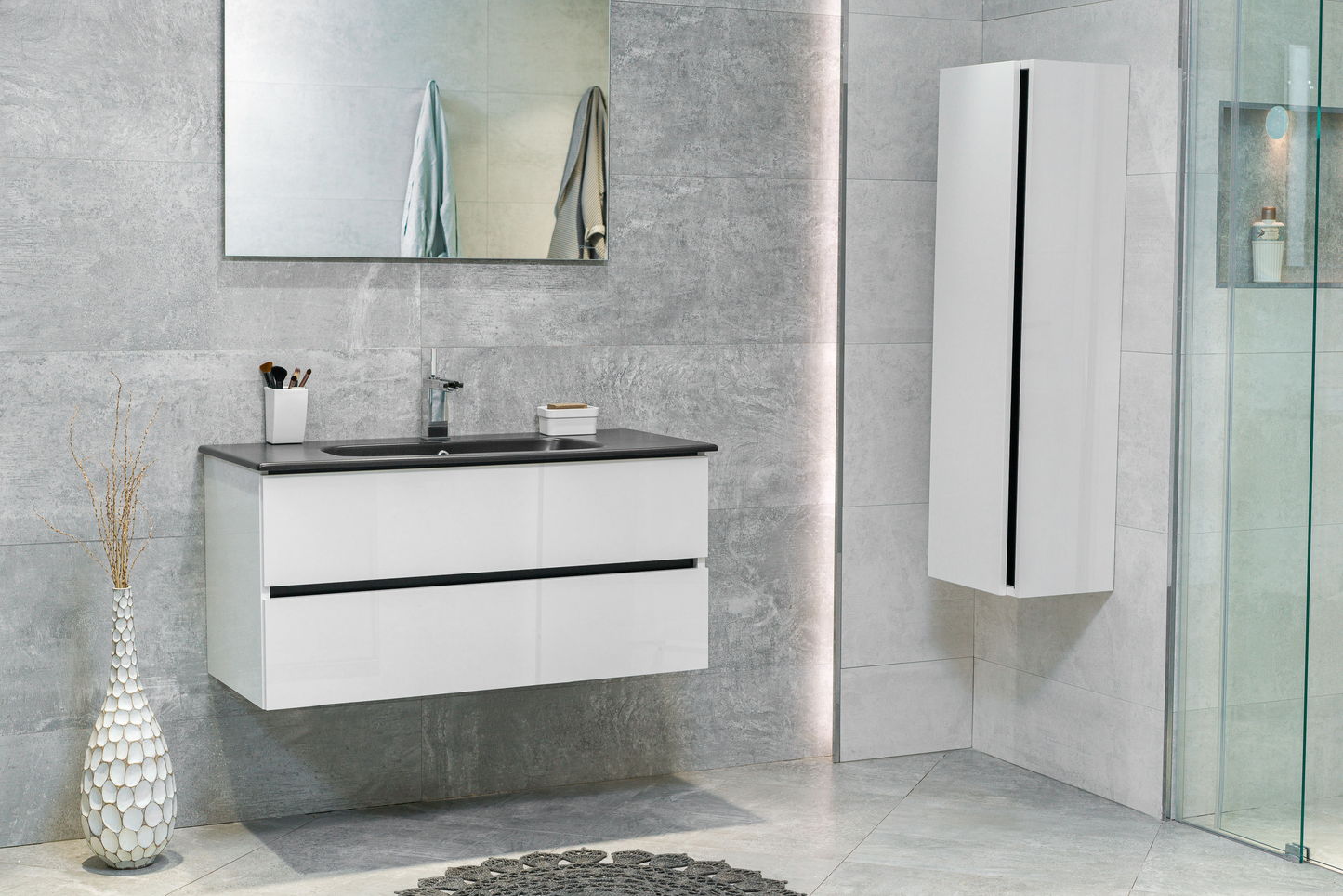 40 Inch High Gloss White Veneto Floating Bathroom Vanity