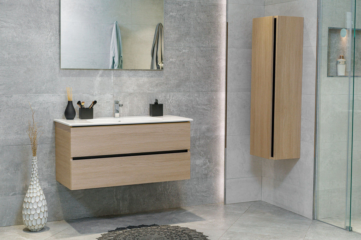 40 Inch Light Oak Veneto Floating Bathroom Vanity