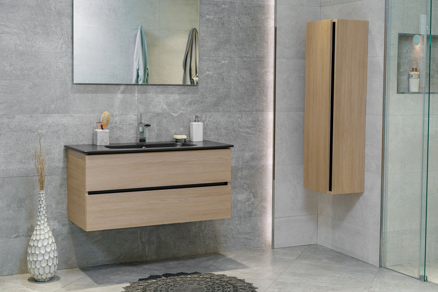 40 Inch Light Oak Veneto Floating Bathroom Vanity