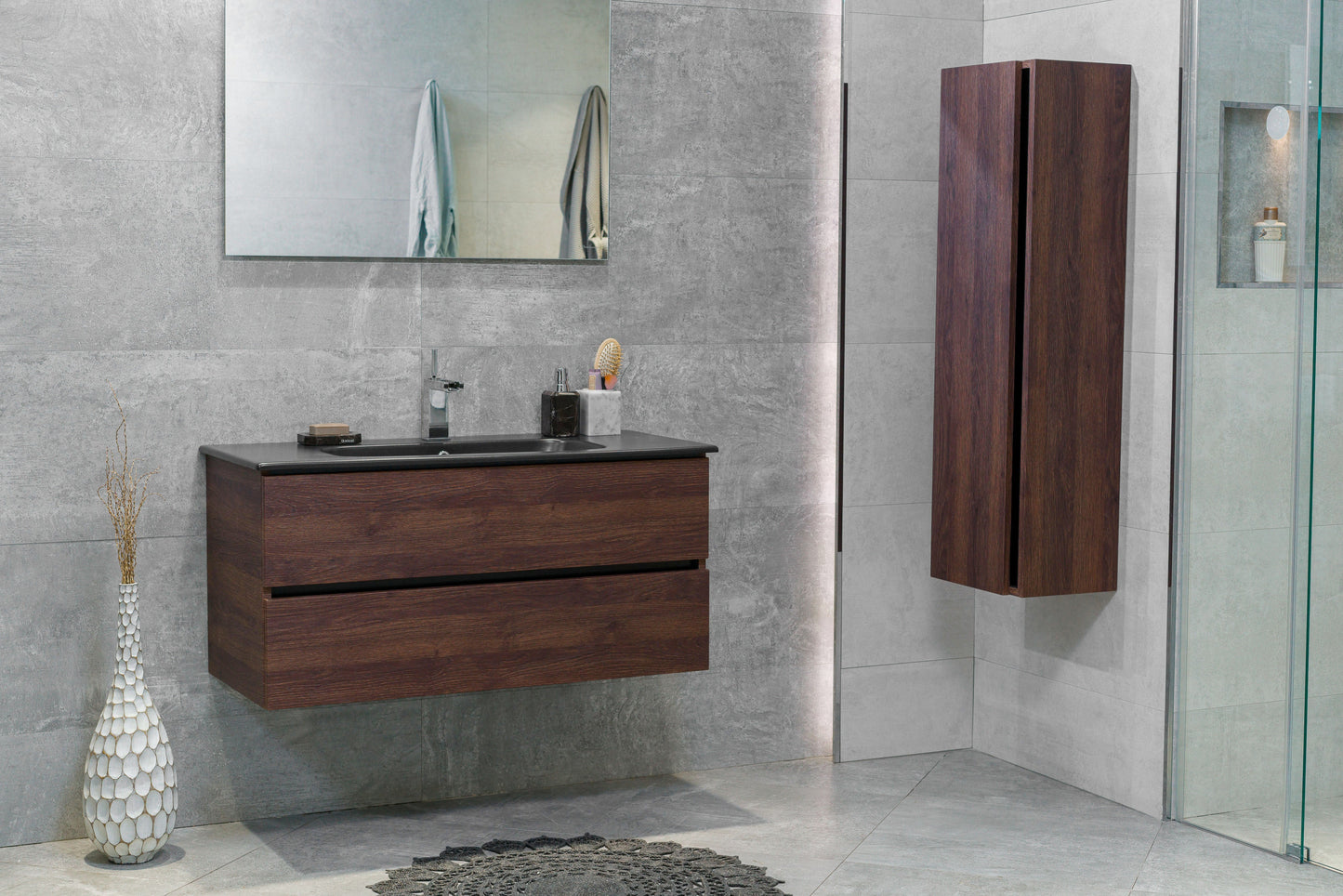 40 Inch Dark Oak Veneto Floating Bathroom Vanity