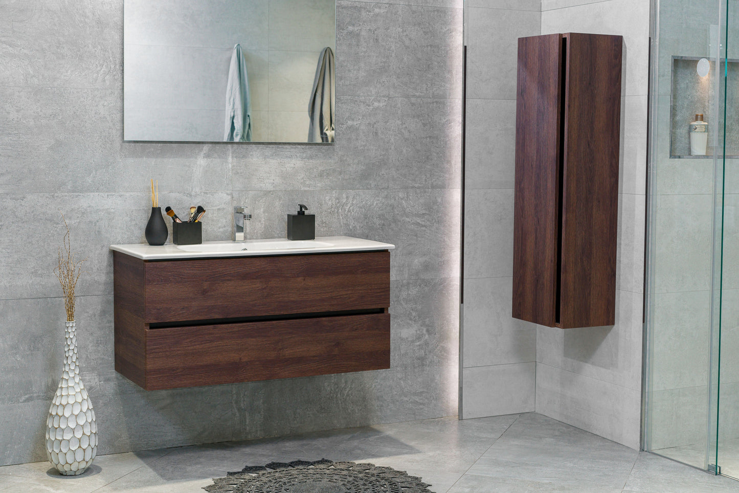 40 Inch Dark Oak Veneto Floating Bathroom Vanity